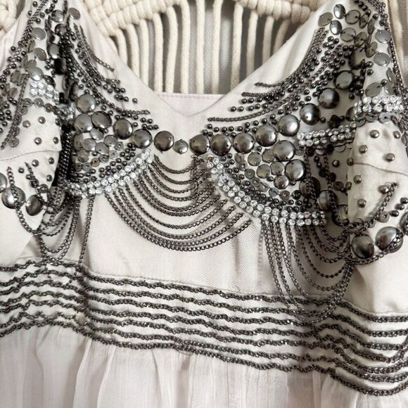 Boston Proper Size 6 Metallic Top Maxi Dress Boho EUC Adjustable Straps - Picture 5 of 8